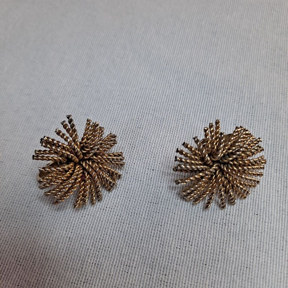Vintage Bergere Clip-on Earrings Gold Tone Starburst